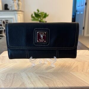 Tignanello Black Leather Wallet with Logo Accent